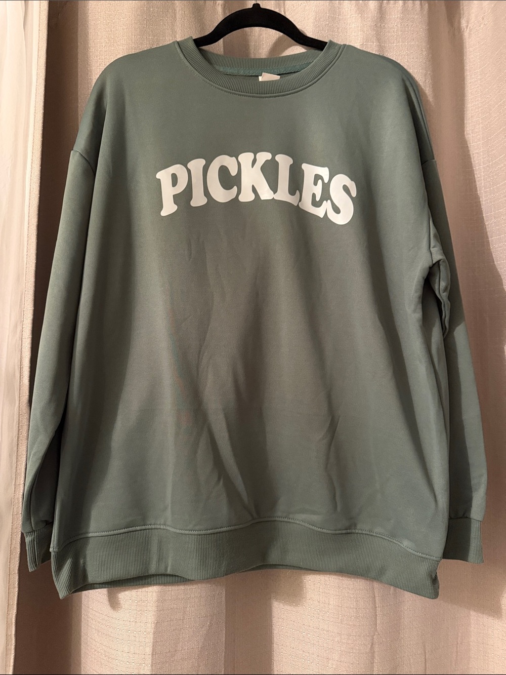 Source Unknown Sage Green 'PICKLES' Crewneck Sweatshirt